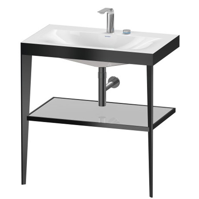 Duravit XViu Консоль напольная, 80x48x85см, с полкой, с раковиной без перелива, 2 отв., цвет: black matt/crome