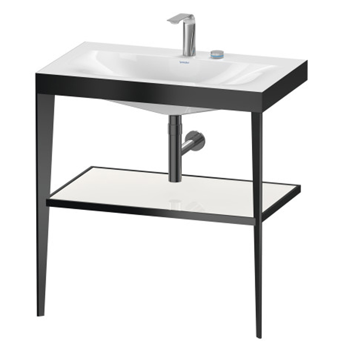 Duravit XViu Консоль напольная, 80x48x85см с полкой, с раковиной без перелива, 2 отв., цвет: black matt/white high gloss lacquer