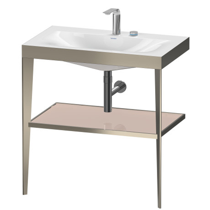 Duravit XViu Консоль напольная, 80x48x85см с полкой, с раковиной без перелива, 2 отв., цвет: champagne matt/crome