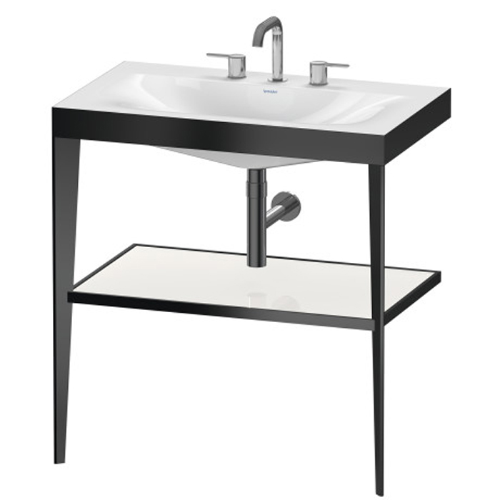 Duravit XViu Консоль напольная, 80x48x85см с полкой, с раковиной без перелива, 3 отв., цвет: black matt/white high gloss lacquer