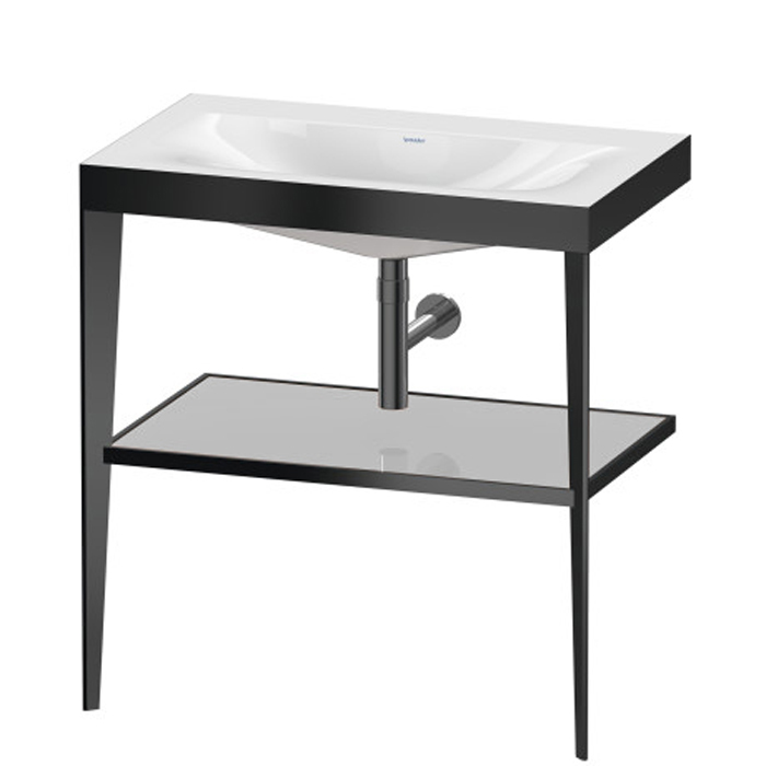 Duravit XViu Консоль напольная, 80x48x85см, с полкой, с раковиной без перелива, без отв., цвет: black matt/crome