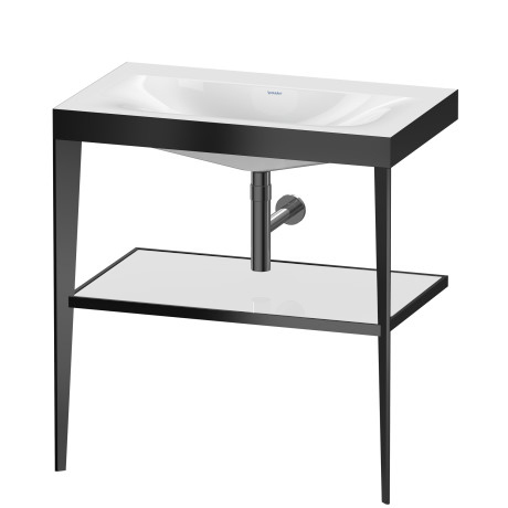 Duravit XViu Консоль напольная, 80x48x85см с полкой, с раковиной без перелива, без отв., цвет: black matt/white high gloss lacquer