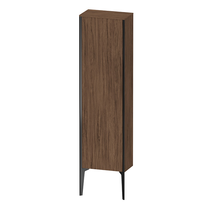 Duravit XViu Шкаф подвесной 40x24x133см, с 1 дверью, 3 стеклянными полками (петли слева), цвет: walnut dark/черный матовый
