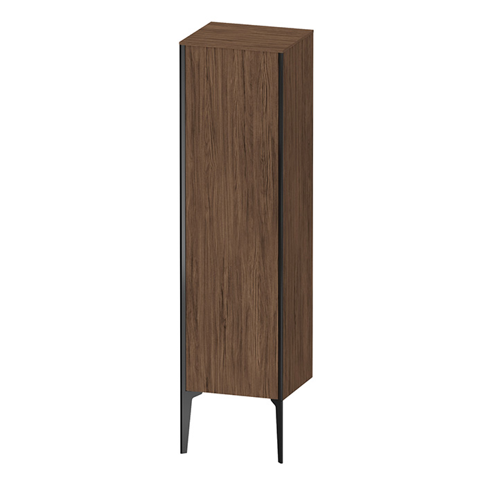 Duravit XViu Шкаф подвесной 40x36x133см, с 1 дверью, 3 стеклянными полками (петли справа), цвет: walnut dark/черный матовый