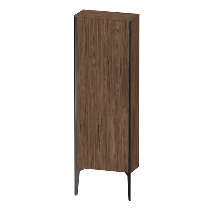 Duravit XViu Шкаф подвесной 50x24x133см, с 1 дверью, 3 стеклянными полками (петли слева), цвет: walnut dark/черный матовый