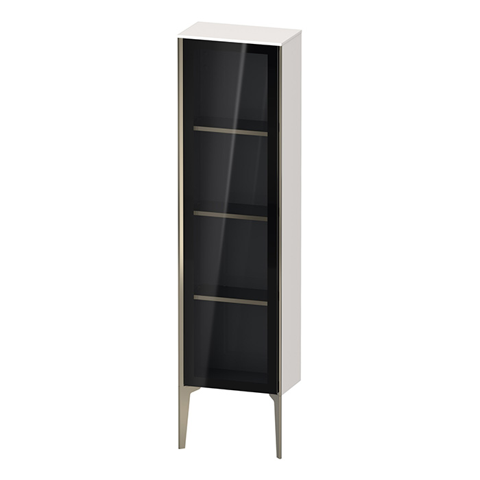 Duravit XViu Шкаф подвесной со стеклянной дверью 40x24x133см, 3 стеклянные полки (петли справа), цвет: белый глянцевый/champagne matt