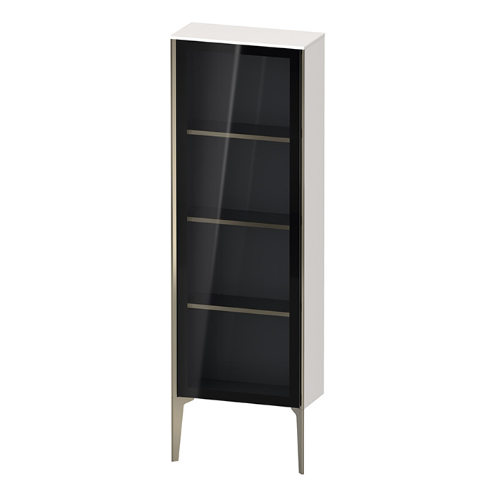 Duravit XViu Шкаф подвесной со стеклянной дверью 50x24x133см, 3 стеклянные полки (петли справа), цвет: белый глянцевый/champagne matt