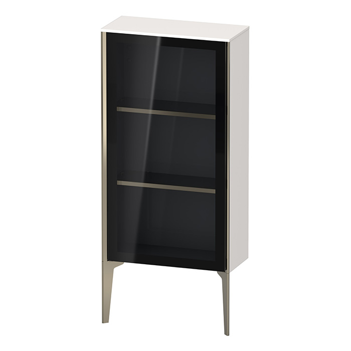 Duravit XViu Шкаф подвесной со стеклянной дверью 50x24x89см, 2 стеклянные полки (петли справа), цвет: белый глянцевый/champagne matt