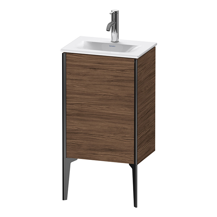 Duravit XViu Тумба подвесная 43x31x59.1см, с раковиной, 1 дверь, (петли справа), цвет: walnut dark/черный матовый