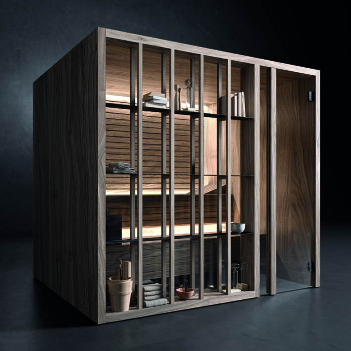 Effegibi Yoku S Shelf Сауна 174x170х214см, угловая DX, цвет: черный орех