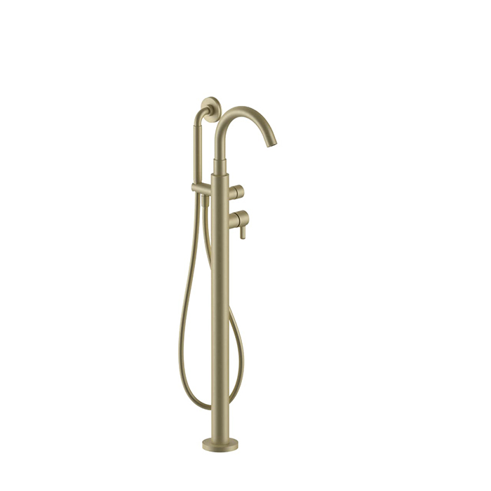 Fantini Icona Classic Смеситель для ванны, напольный , с ручной лейкой, цвет: Matt British Gold PVD
