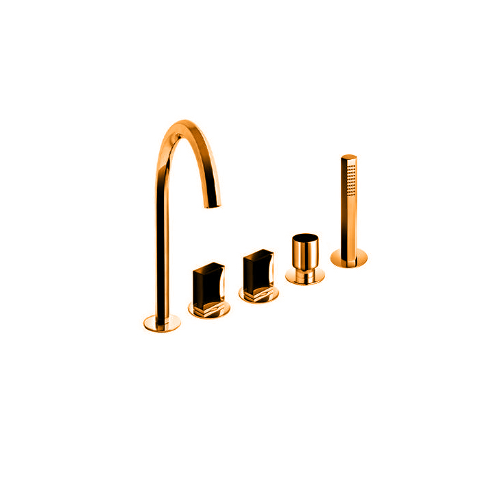 Fantini Venezia Смеситель для ванны, набортный, 5 отв., излив: 175 мм, цвет: Matt Copper PVD