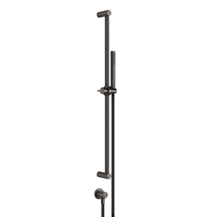 Gessi 316 Штанга в комплекте с душевой лейкой с легкой очисткой, шланг 1,50 м, вывод воды из стены, цвет: brushed black metal pvd