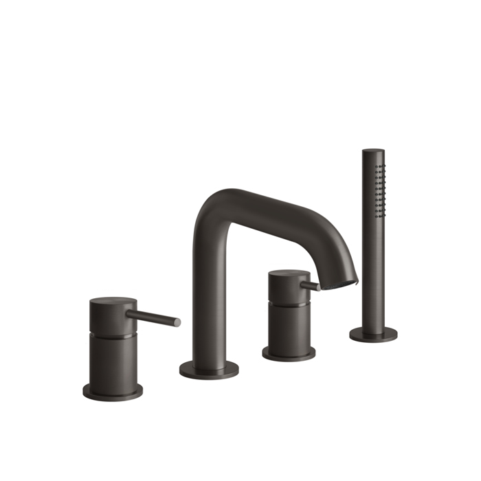 Gessi 316 Смеситель для ванны на 4 отв., с переключателем, изливом и шлангом 1,50 м, цвет: brushed black metal pvd