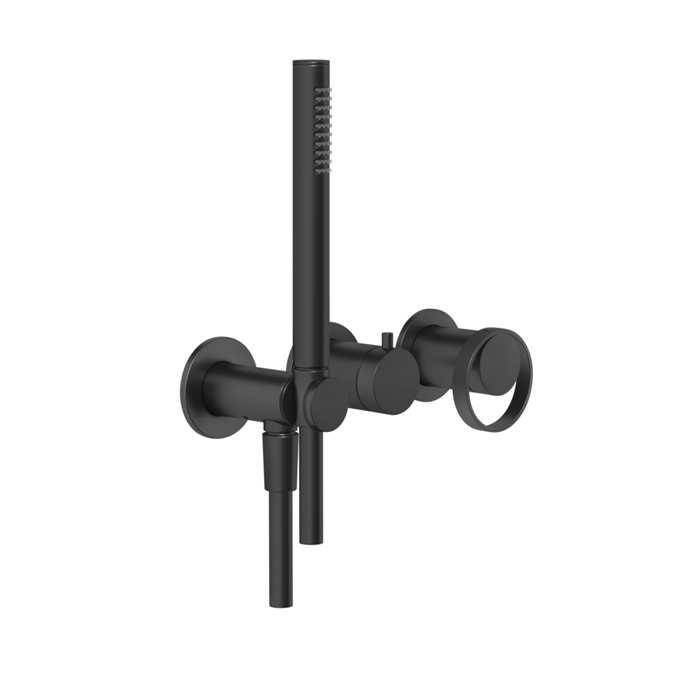 Gessi Anello Смеситель для душа, встраиваемый, на 2 выхода с перекл., ручным душем с держателем и выводом воды (внешние части), цвет: Black XL