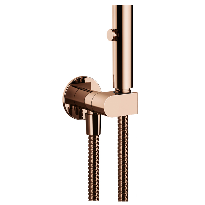 Gessi Eleganza Гигиенический душ с настенным держателем с подводом воды и шлангом 1250 мм., цвет: Copper PVD