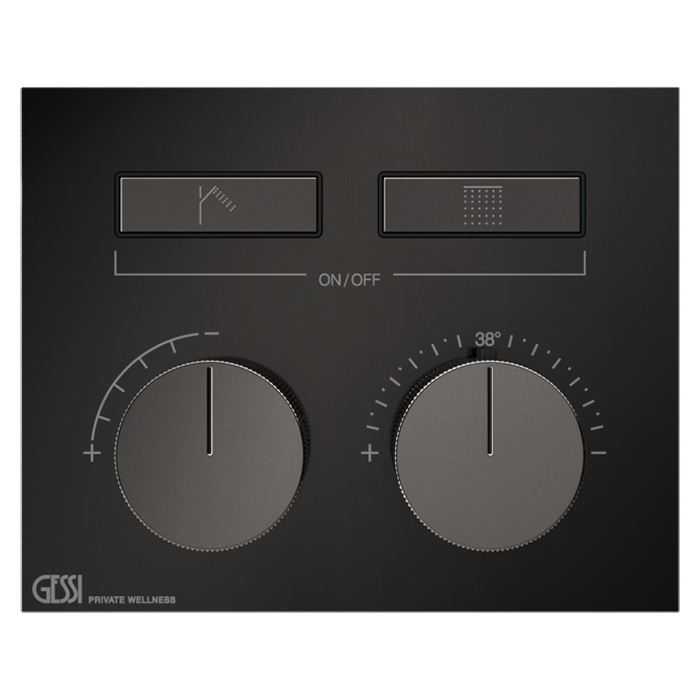 Gessi Hi-Fi Термостат для душа, с включением до 2 источников одновременно, внешняя часть, цвет: Black Metal PVD