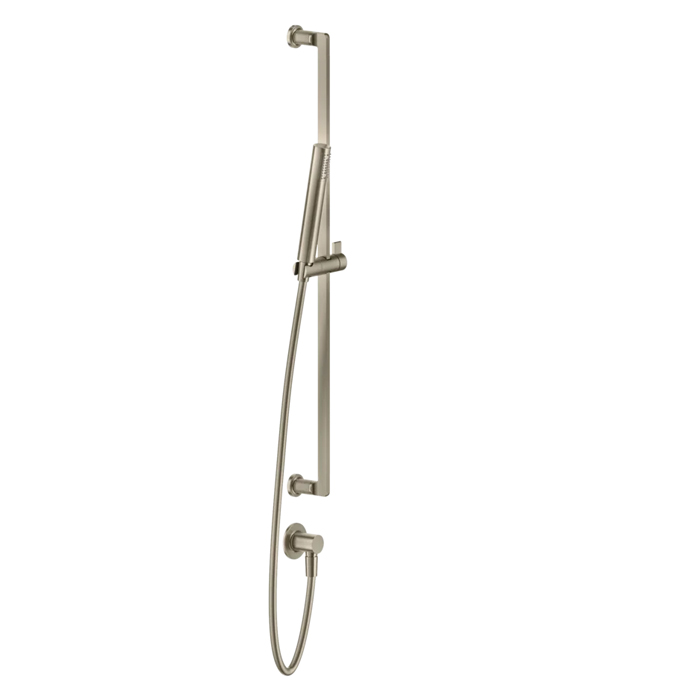 Gessi Inciso Штанга в комплекте с душевой лейкой, шланг 1,50 м, вывод воды из стены, цвет: finox