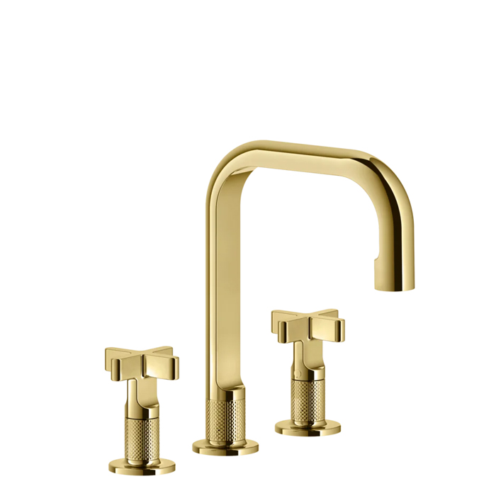 Gessi Inciso Смеситель для раковины на 3 отв., с донным клапаном, цвет: золото