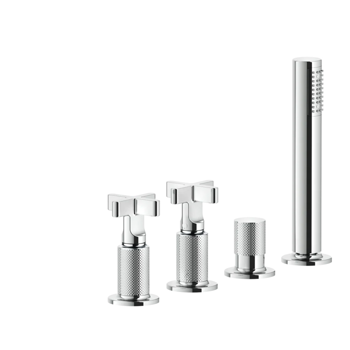 Gessi Inciso Смеситель для ванны, 4 отв., с ручным душем и шлангом 150 см, цвет: хром