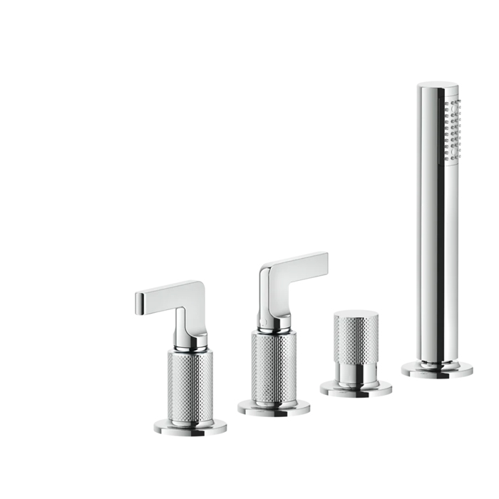Gessi Inciso Смеситель для ванны, 4 отв., с ручным душем и шлангом 150 см, цвет: хром