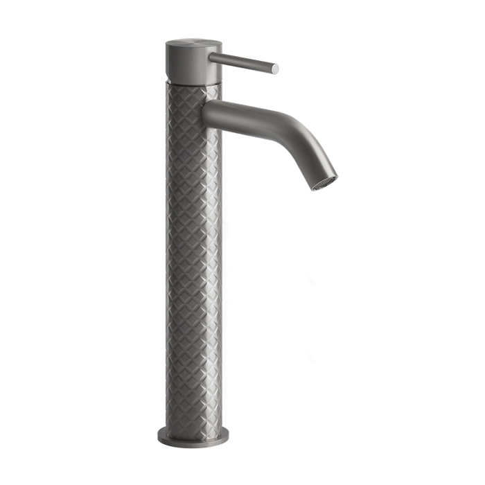 Gessi Intreccio Смеситель для раковины высокий, без донного клапана, цвет: шлифованная сталь