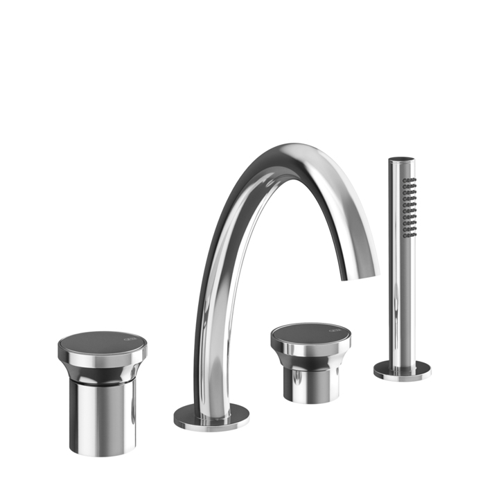 Gessi Origini Смеситель для ванны на 4 отв, с ручной лейкой, цвет: хром