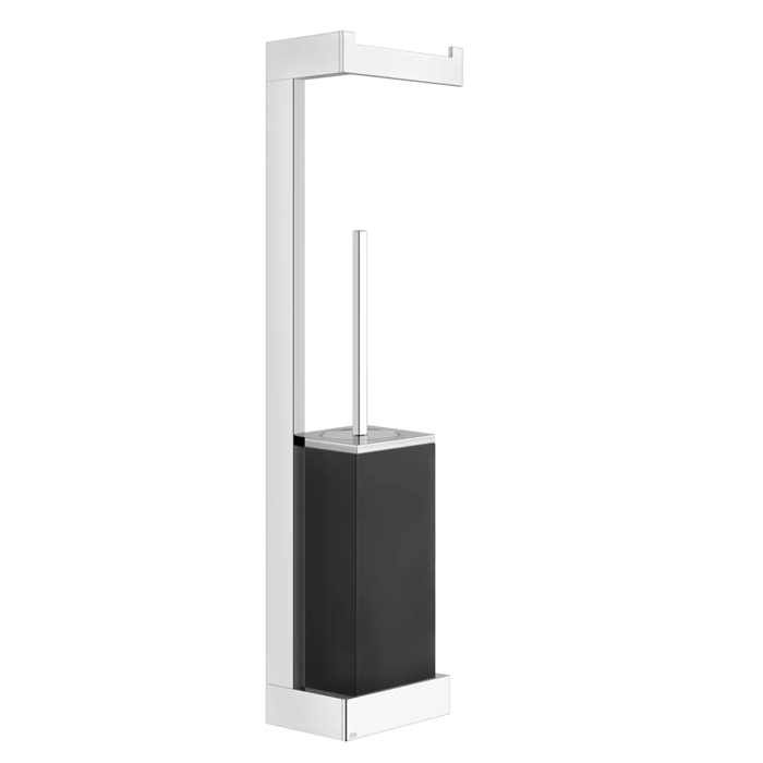 Gessi Rettangolo Стойка 45см.. с держателем для туалетной бумаги и ершиком, подвесная, напольная, цвет: хром/черный
