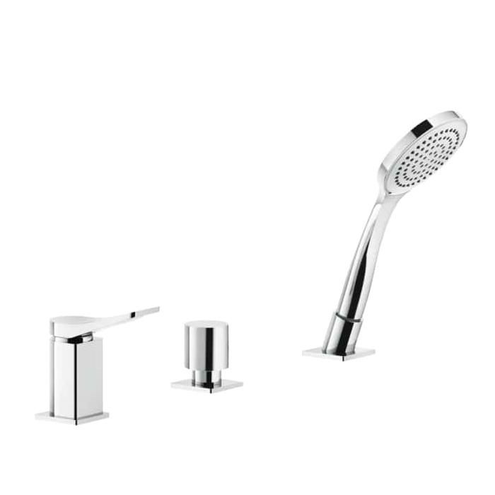 Gessi Rilievo Смеситель на борт ванны на 3 отв, с убирающаяся душевой лейкой, для наполнения через слив-перелив, цвет: хром