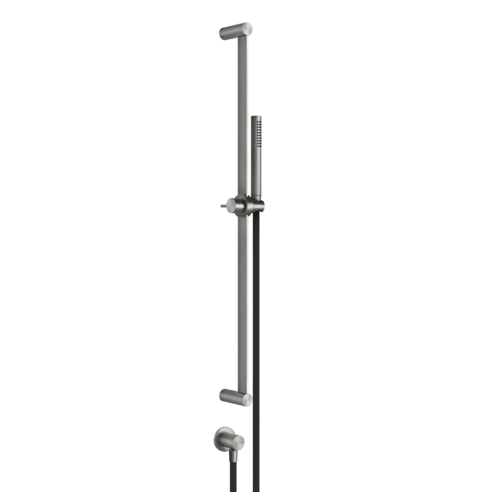 Gessi Shower316 Штанга в комплекте с душевой лейкой с легкой очисткой, шланг 1,50 м, вывод воды из стены, цвет: шлифованная сталь