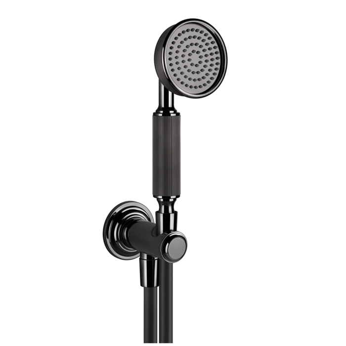 Gessi Venti20 Комплект для душа с ручным душем, шлангом 150см., держателем с подводом воды, цвет: Black Metal PVD