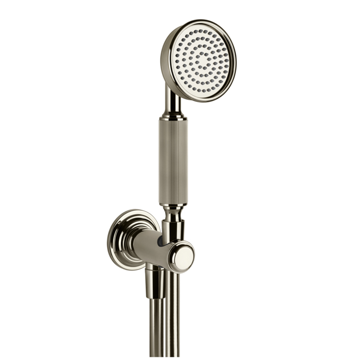 Gessi Venti20 Комплект для душа с ручным душем, шлангом 150см., держателем с подводом воды, цвет: Nickel PVD