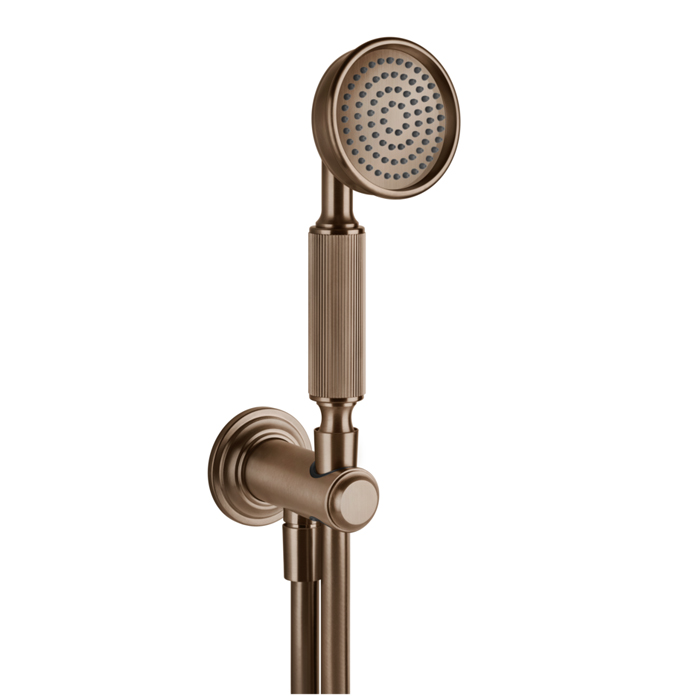 Gessi Venti20 Комплект для душа с ручным душем, шлангом 150см., держателем с подводом воды, цвет: Copper Brushed PVD