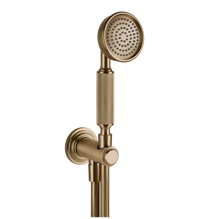 Gessi Venti20 Комплект для душа с ручным душем, шлангом 150см., держателем с подводом воды, цвет: Warm Bronze Br. PVD