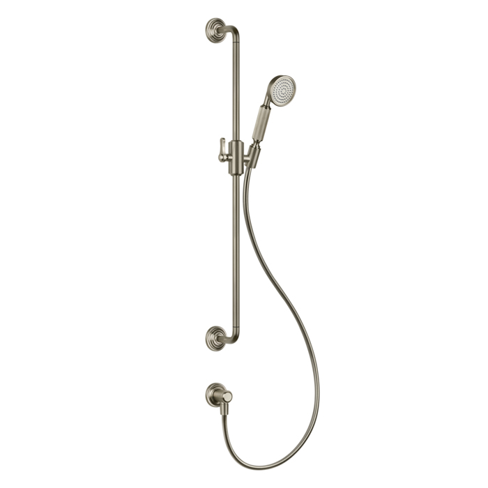 Gessi Venti20 Штанга для душа 80см., с ручным душем, шлангом 150см. и подводом воды, цвет: Finox Brushed Nickel