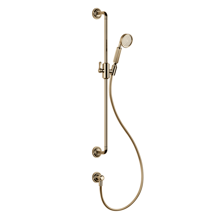 Gessi Venti20 Штанга для душа 80см., с ручным душем, шлангом 150см. и подводом воды, цвет: Warm Bronze PVD