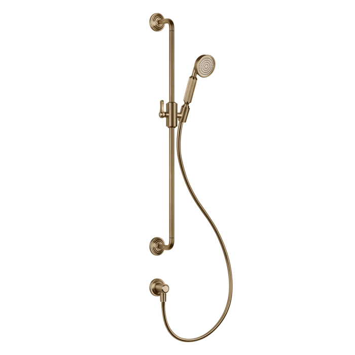 Gessi Venti20 Штанга для душа 80см., с ручным душем, шлангом 150см. и подводом воды, цвет: Warm Bronze Br. PVD