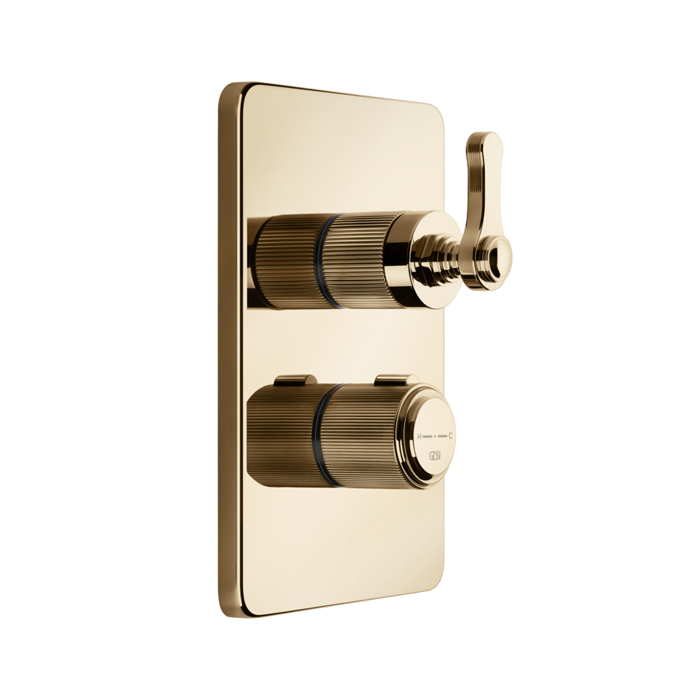 Gessi Venti20 Смеситель для душа, встраиваемый, термостатический, с переключателем на 2 положения, внешняя часть, цвет: Warm Bronze PVD