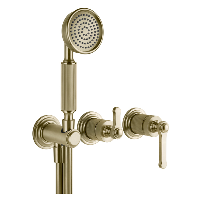 Gessi Venti20 Смеситель для душа, встраиваемый, с переключателем на 2 положения, с ручным душем и шлангом 150см., цвет: Brushed Br