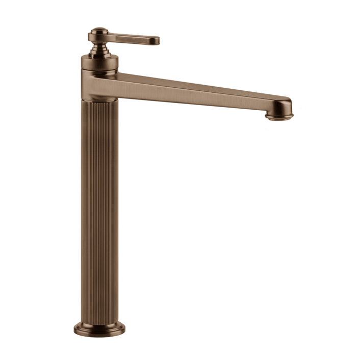Gessi Venti20 Смеситель для раковины, на 1 отв., высокий, с донным клапаном, цвет: Copper Brushed PVD