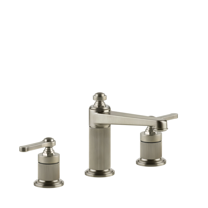 Gessi Venti20 Смеситель для раковины, на 3 отв., высота излива 98 мм., с донным клапаном, цвет: Finox Brushed Nickel