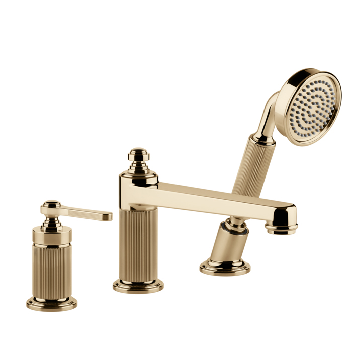 Gessi Venti20 Смеситель на борт ванны, на 3 отв., с ручным душем и шлангом 150см., цвет: Warm Bronze PVD