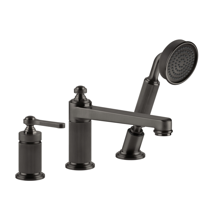 Gessi Venti20 Смеситель на борт ванны, на 3 отв., с ручным душем и шлангом 150см., цвет: Black Metal Brushed PVD