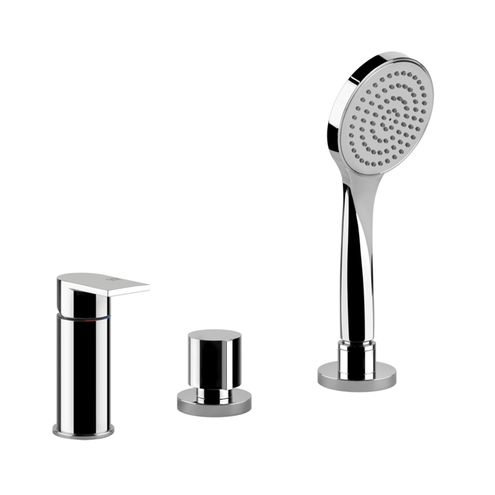 Gessi Emporio Via manzoni Смеситель для ванны, на 3 отв., наполнение через слив-перелив, лейка, цвет: хром