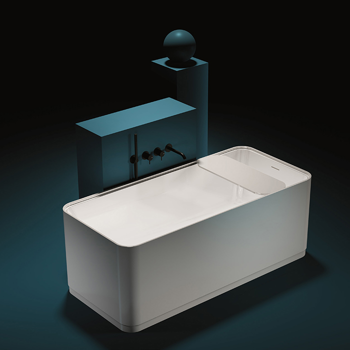 Gruppo Treesse Cross Ванна отдельностоящая 160х73х60 см., с сливом-переливом и сифоном, Solid Surface, цвет: белый глянцевый