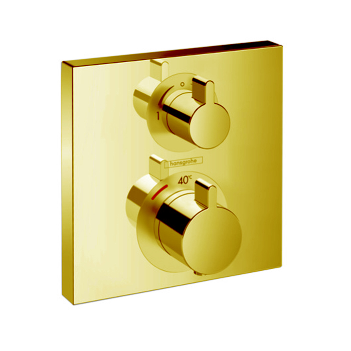 Hansgrohe Ecostat Square Термостат для душа, 2 источника, внешняя часть, цвет: золото