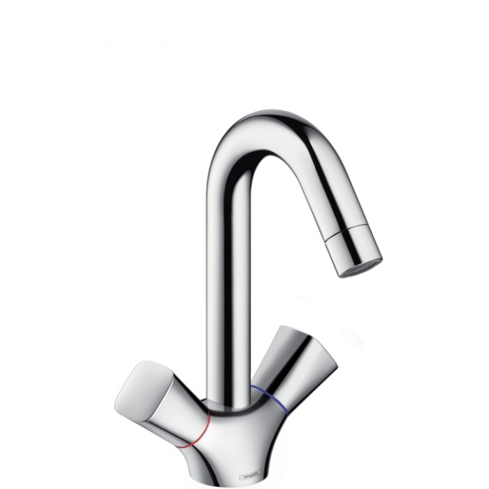 Hansgrohe Logis, Смеситель для раковины, поворотный излив, с донным клапаном, Цвет: хром
