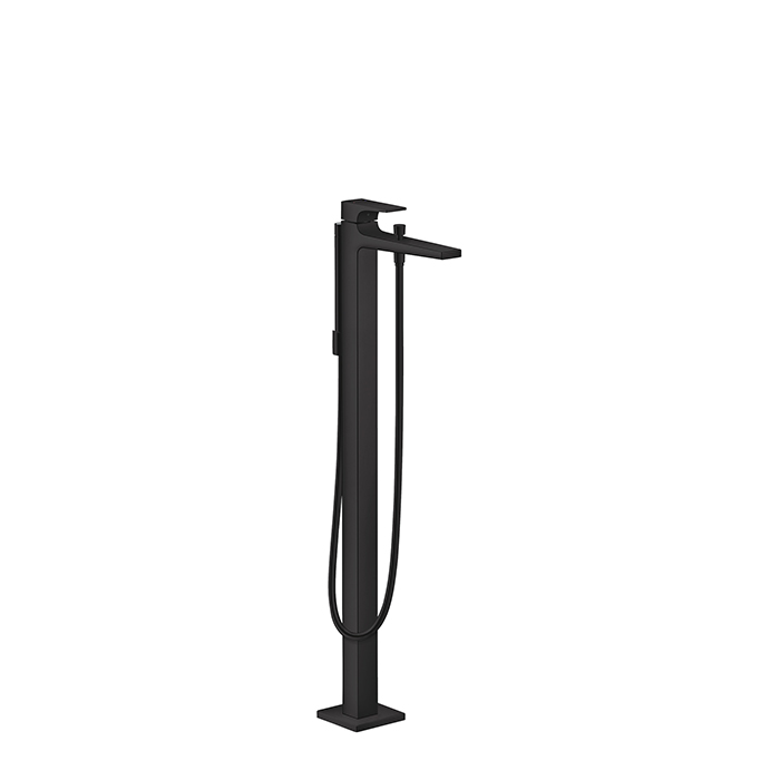 Hansgrohe Metropol Смеситель для ванны, на 1 отв, напольный, с ручным душем, излив 235мм, цвет: черный матовый