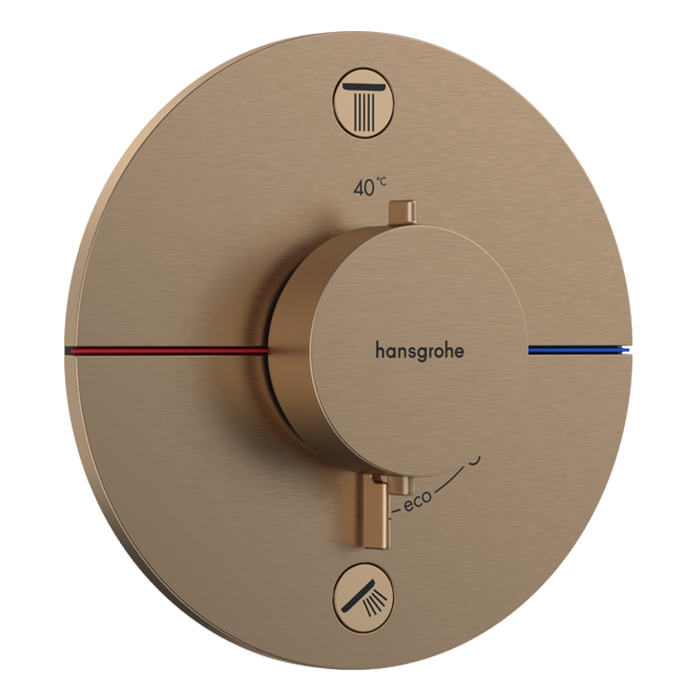 Hansgrohe ShowerSelect Comfort S Смеситель для душа, встраиваемый, термостатический, на 2 источника, цвет: шлифованная бронза