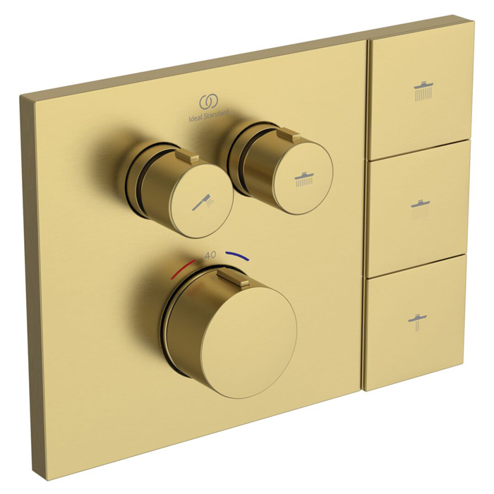 Ideal Standard Ceratherm Navigo Solos Смеситель для душа, встраиваемый, термостатический, цвет: PVD Brushed Gold (Шлифованное Золото)